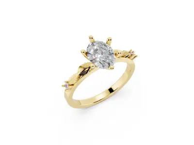 Oval Diamond Ring 3D Model with Side Diamonds 3D print model