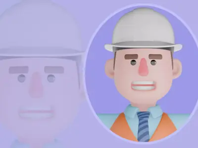 Stylized 3D Male Architect Character - Cartoon Builder Man 3D model