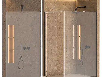 Shower cabin with partition 03 3D model