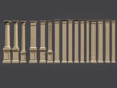 Classic  columns carvings and gypsum cornice 5 Low-poly 3D model