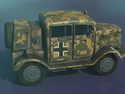 Opel Blitz truck - V2 rocket typ with cammo 3D model
