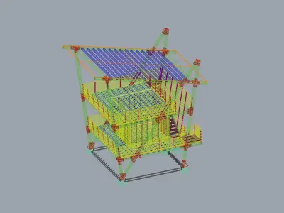 Steel and Wood Beach House 3D model