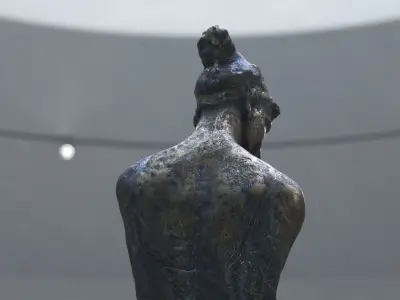 Bronze Woman Swimmer Sculpture Low-poly 3D model