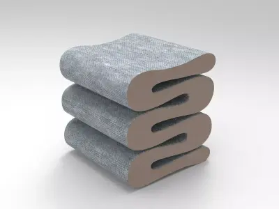 Zag Stool Low-poly 3D model