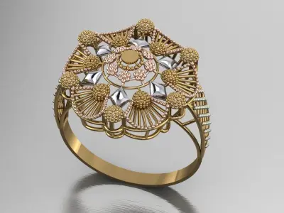 Women ring Engagement ring Indian style ring madrassi ring  3D print model
