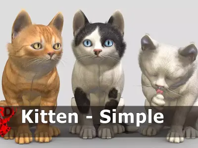 Kitten - Simple Low-poly 3D model