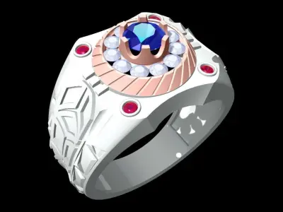 Diamond Rings - Mens Ring - N1928 3D print model
