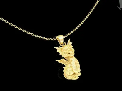 Baby Dragon pendant jewelry Gold 3D print model 3D print model