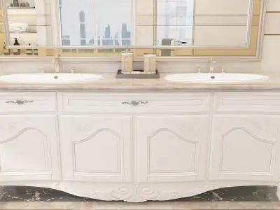 Luxury Bright Bathroom with Bathtub 3D model