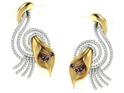 Women Flower Drop  Earring  3D print model