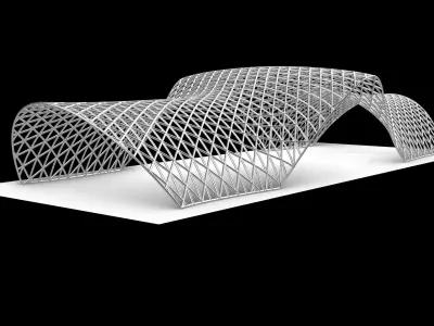 Pavilion Triangulated Wireframe Architecture Parametric v6 3D model