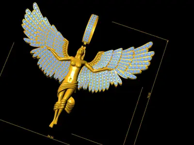 Girl angel diamond pendant 3D print model