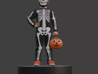 Halloween Skeleton Kid 3D Model 3D print model