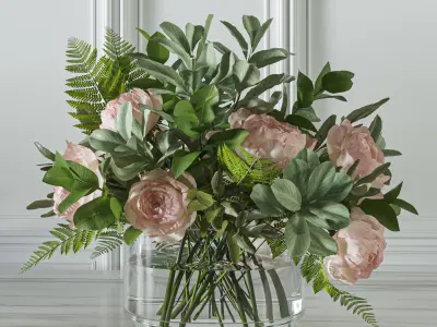 Flower Set 054 Rose seeded eucalyptus 3D model