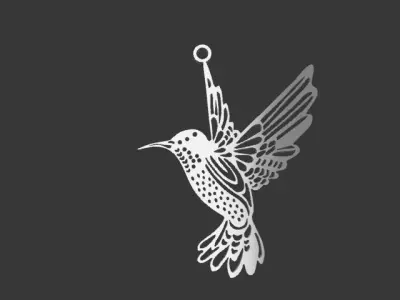 Colibri gold hummingbird hanging from chain 3D print model
