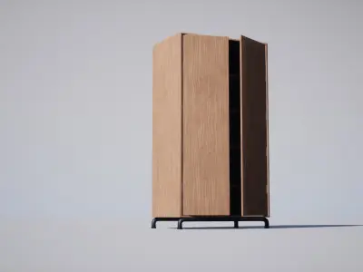 Cabinet wooden with two doors Low-poly 3D model