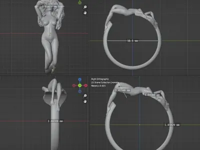 Ring with Naked girl 3D print model
