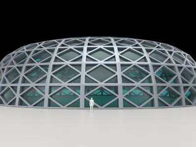 Dome structure with decorative glass panels large enclosure 3D model