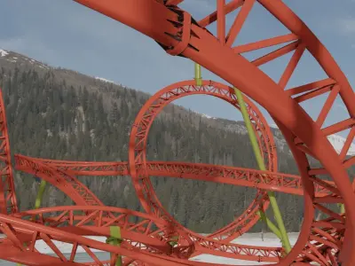 Rollercoaster Low-poly 3D model