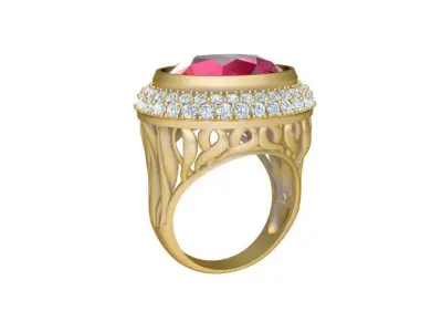 Luxury Oval Gemstone Diamond Gold Men Ring 490 3D print model