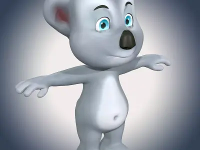 Cute Cartoon Koala Low-poly 3D model