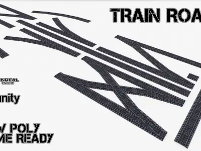 Train road  Low-poly 3D model