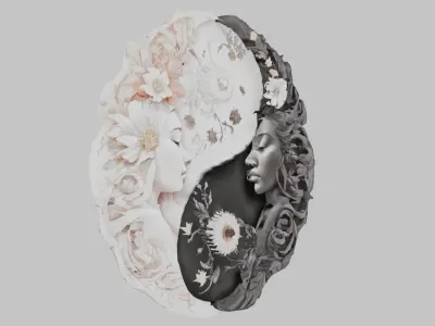 Harmony Duality ying yang yin yan Low-poly 3D model