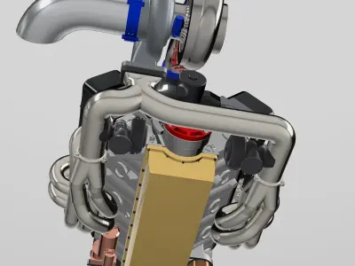 SBC Single Turbo Higgins Race Motor Small Block Chev 3D print model