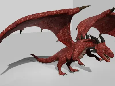 Red Scaled Dragon 3D Character Low-poly 3D model