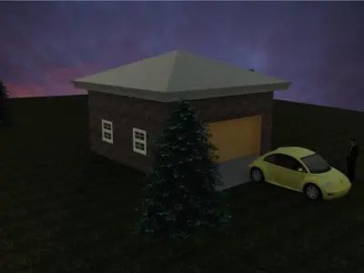 Garage with car 3D model