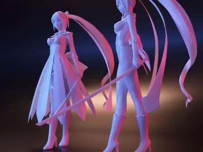 Anime two girls 3D print model