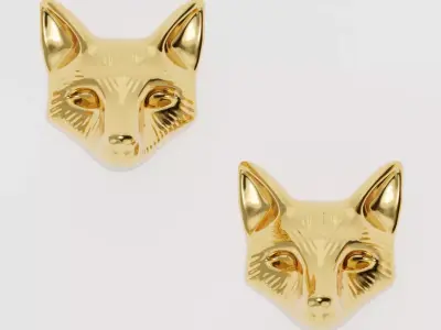 Fox Head Earrings - 3D print ready 3D print model  3D print model