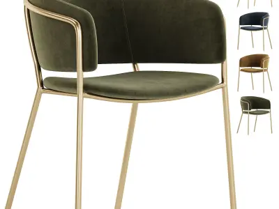 Chair La Forma Konnie beige chenille golden legs 3D model