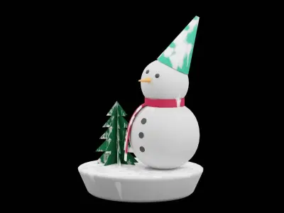 Christmas Snow Man Low-poly 3D model purchase