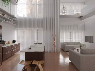 The Glass Blocks Duplex Interior Scene 3D model