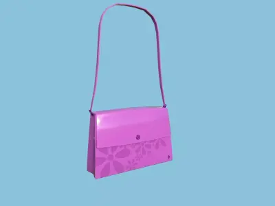 Pink Glossy Female Bag - Character Fashion Design Low-poly 3D model
