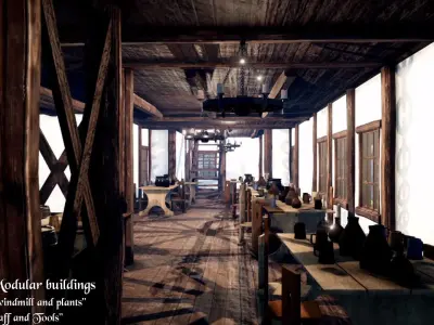 Medieval Modular City - Stuff and Tools Low-poly 3D model