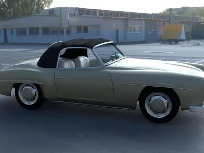 Full w interior Mercedes 190SL Soft Top 3D model