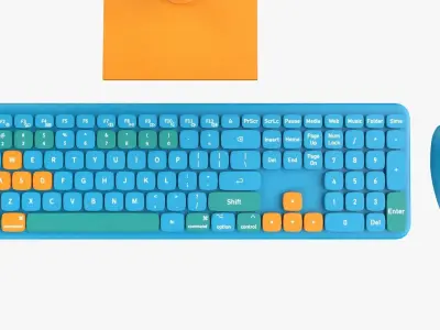 Wireles Computer Set Keyboard Mouse Monitor Iceberg Blue Version 3D model