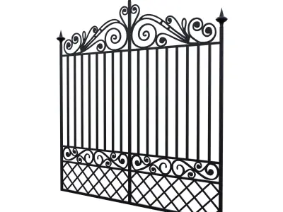 Ornamental Wrought Iron Gate 4K PBR Low Poly Clean Quads Low-poly 3D model