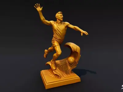 Golden Volleyball Statue Low-poly 3D model