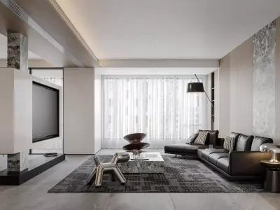 Modern living room dining room interior scenes  3D model 20