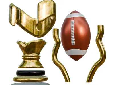 3D AMERICAN FOOTBALL TROPHY  PRINT READY 3D print model
