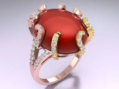 Oval Stone Ring - Womens Rings - GN237 3D print model