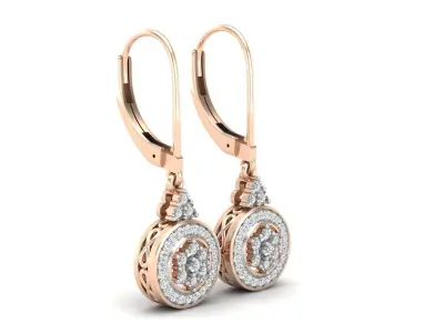 AV 581 Diamond Halo Cluster Drop Earrings for Women 3D print model