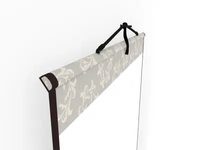 Chinese Hanging Scroll Brush Painting - Calligraphic Art - Zen Low-poly 3D model