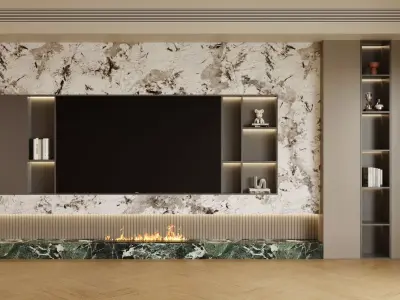 modern light luxury marble feature wall 3D model