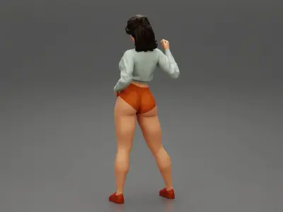 Sexy Young Woman Posing in a mini Short 3D print model