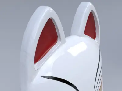 Japanese Kitsune mask Low-poly 3D model