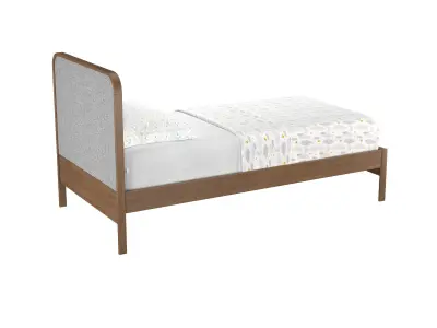 Wes Twin Upholstered Wood Bed 3D model